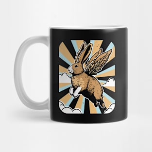 Flying Rabbit in the Sky Vintage Bunny Illustration Mug